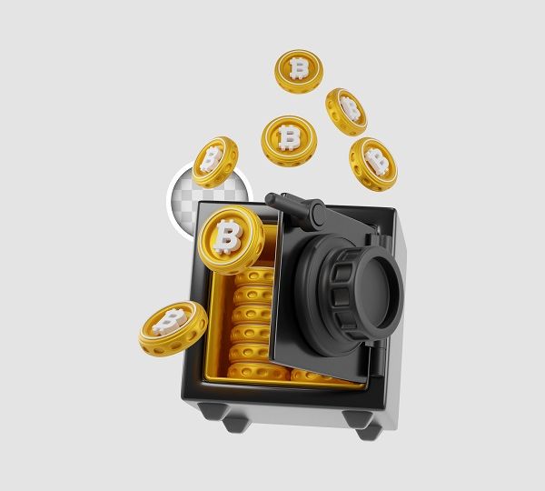 3d illustration bitcoin bank or storage