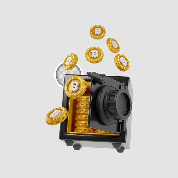 3d illustration bitcoin bank or storage