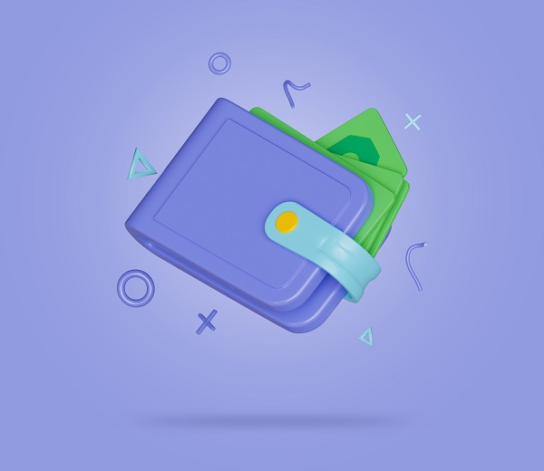 Wallet isometric 3d render icon